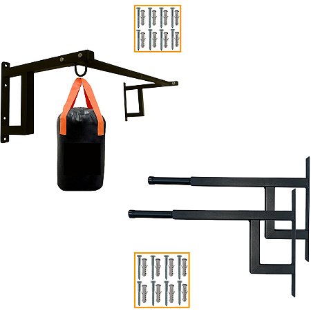 Barra Fixa de Parede 40 cm + Barra Dip - Kit