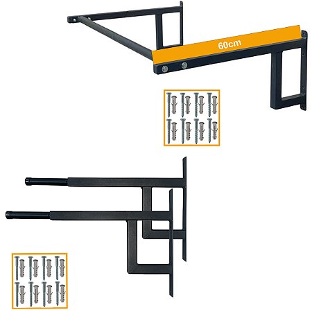 Barra Fixa de Parede 60 cm + Barra Dip – Kit