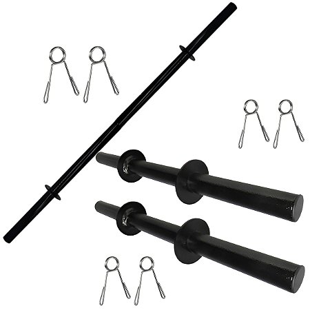 Kit Barra Pump Academia 120cm + Par Barra 40cm + Presilhas