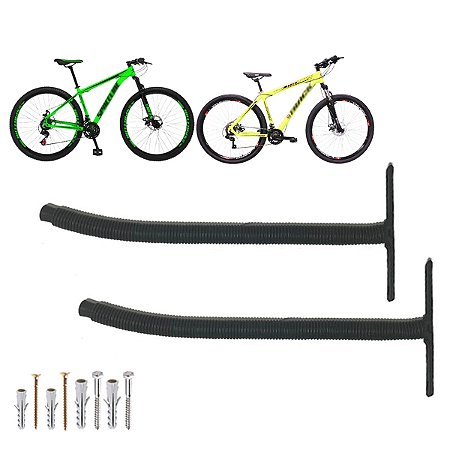 Suporte Gancho Horizontal 2 Bikes Revestido Local P/ Cadeado