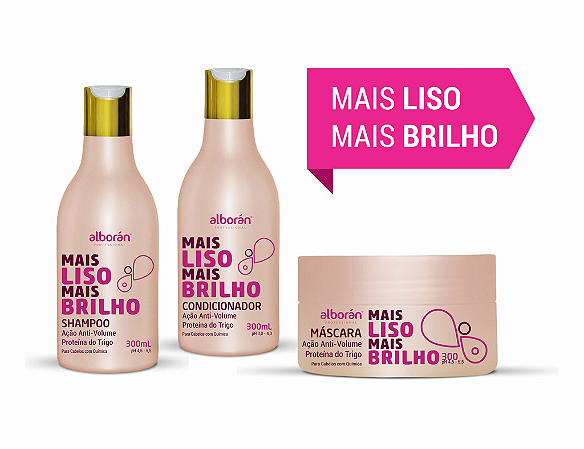 KIT MAIS LISO MAIS BRILHO (Shampoo + Condicionador + Máscara 300gr)