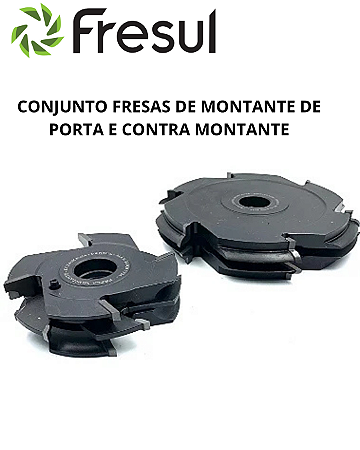 CONJUNTO FRESAS DE MONTANTE DE PORTA E CONTRA MONTANTE