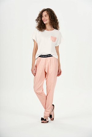 Pijama Manga Curta Com Calça