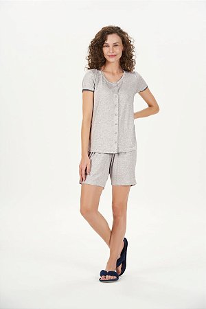 Pijama Manga Curta Com Abertura