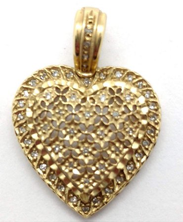 Pingente de Ouro Coração Cravejado de Diamantes Naturais