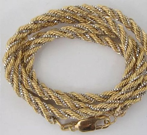 Corrente malha trancelim 2cores  ouro18k 46cms 2,5mm 8,5g