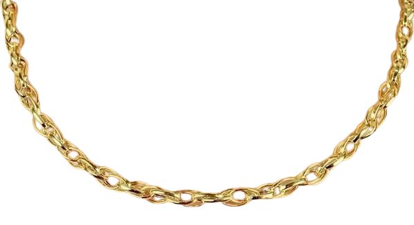 Corrente elos trançados em ouro18k 45 cms 5,1mm  16,5g