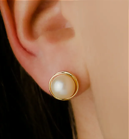 Brinco ninho - rococó - em ouro 18k e pérolas naturais de 7mm