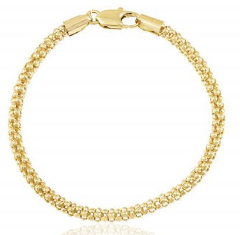 Pulseira malha pipoca em ouro 18k