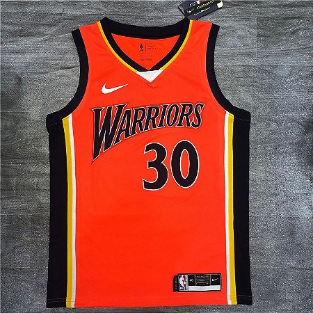 Camisa de Basquete Nba Golden State Warriors Laranja #30 Curry