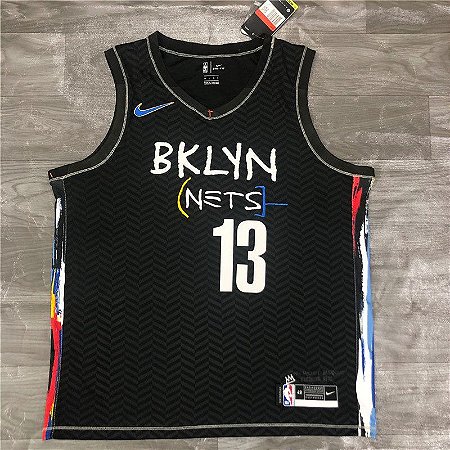 Camisa de Basquete da NBA Brooklyn Nets Edição Cidade Vers Preta #13 James Harden
