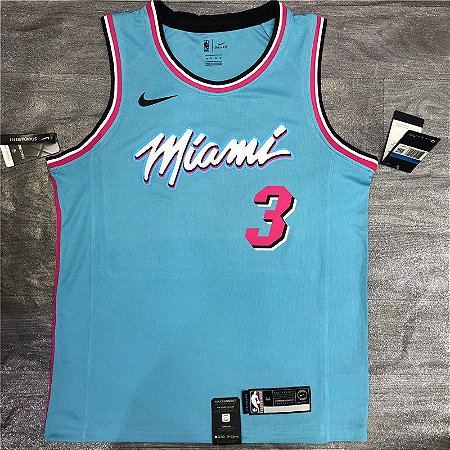 Camisa da NBA do Miami Heat Temporada 2020 Azul #3 Wade