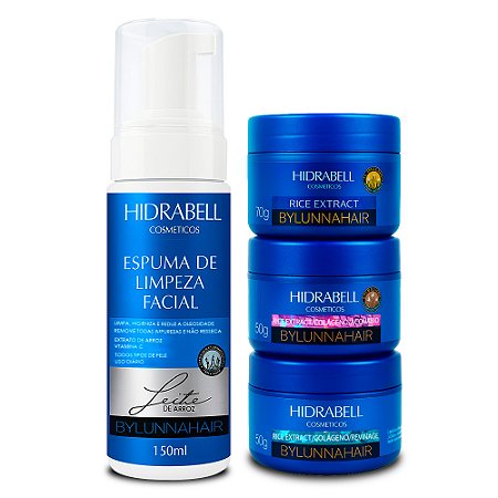 Combo Skincare Hidrabell: Espuma de Limpeza Facial + Hidratante Dia com FPS, Noite e Pré-Maquiagem