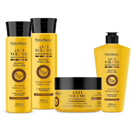 Kit AntiVolume - Shampoo 300ml + Condicionador 300ml + Máscara 300g + Leave - in 300 ml NatuMaxx