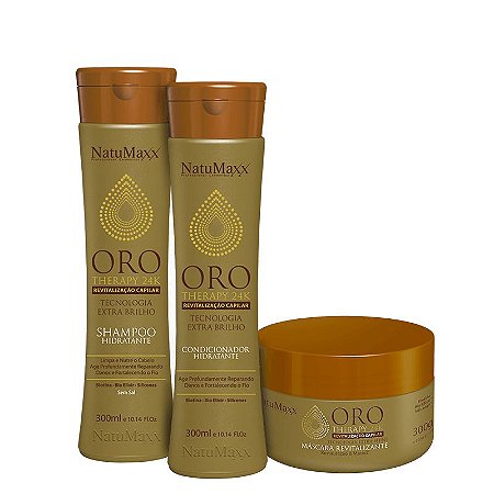 Kit Oro Therapy - Shampoo 300ml + Condicionador 300ml + Máscara 300g  NatuMaxx