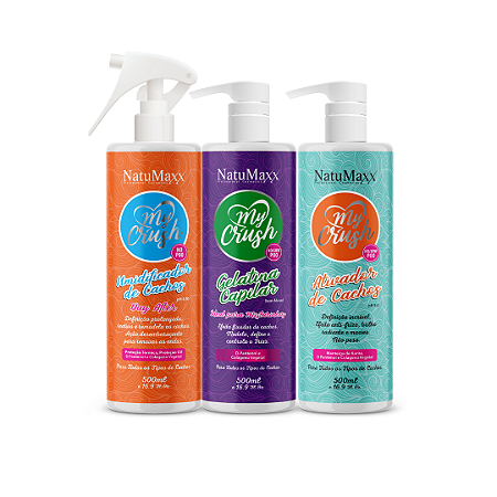 Kit My Crush - Gelatina 500ml + Ativador 500ml + Umidificador 500ml NatuMaxx