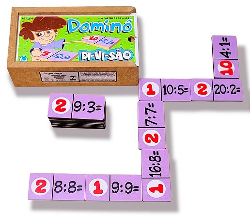 Kit 2 Dominós Educativos Matemática Divisão e Multiplicação Jogo