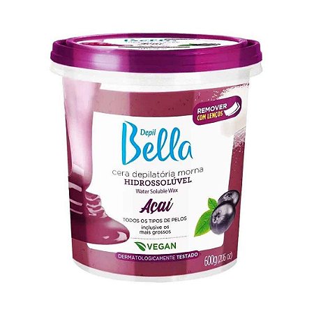 Cera Depilatória Hidrossolúvel Depil Bella Açaí 600g