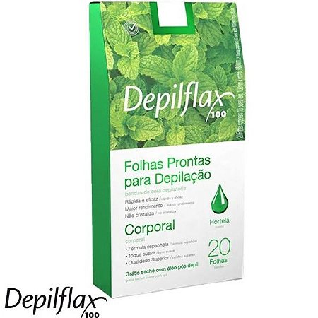 Folhas Prontas Para Depilação Corporal Hortelã  Depilflax 20un.