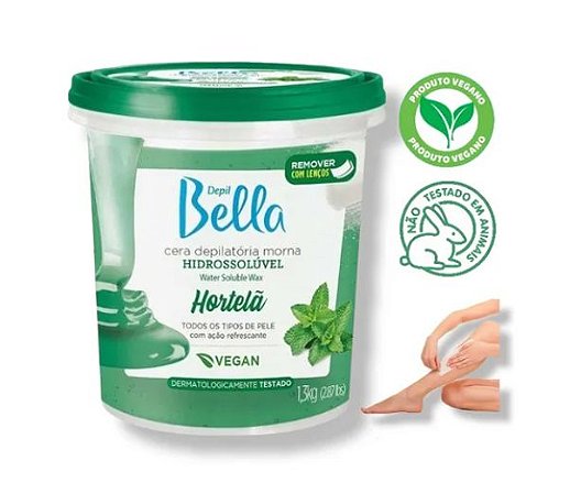 Cera Depilatória Hidrossolúvel Depil Bella Hortelã 1,3kg