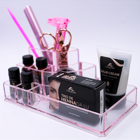 Acrílico Organizador Porta Maquiagem Rosa Sanxia-17.5x9.5x6.5cm