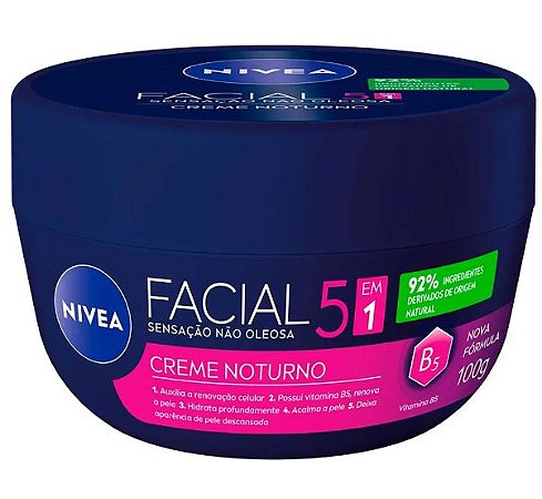 Creme Facial Nivea 5em1 Noturno-100g.