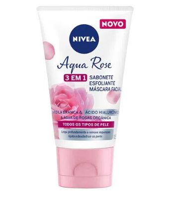 Sabonete Esfoliante Máscara Facial Nivea 3em1 Aqua Rose-150ml.