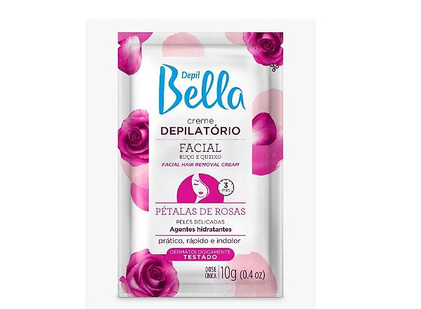 Creme Depilatório Facial Pétalas de Rosas Depil Bella Sachê-10g.