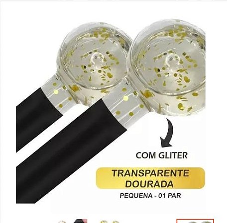 Esferas De Vidro Para Massagem Facial e Cromoterapia Transparente Com Glitter Dourado