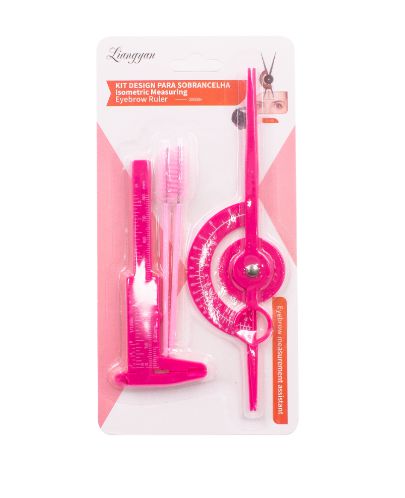 Kit Sobrancelha Paquímetro + Régua Isométrica + Escovinha-Rosa Pink