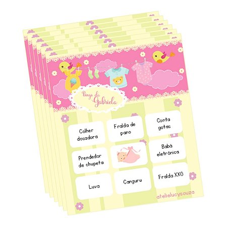 Bingo bebê rosa e amarelo