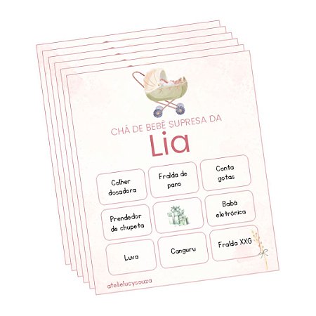 Bingo bebê rosa delicado