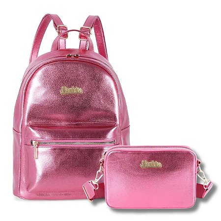 MOCHILA FEMININA BRINDE BOLSA TRANSVERSAL BARBIE