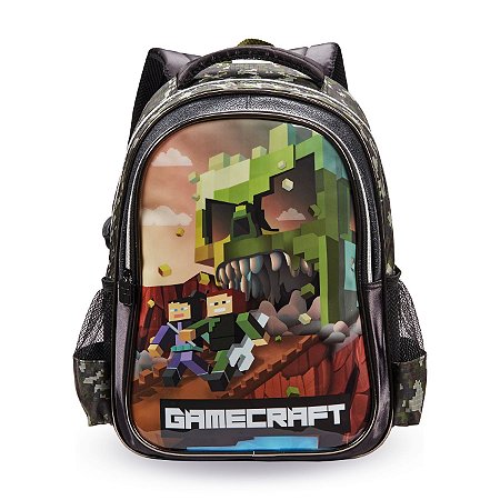 MOCHILA ESCOLAR MENINO ZOMBIE GAMECRAFT
