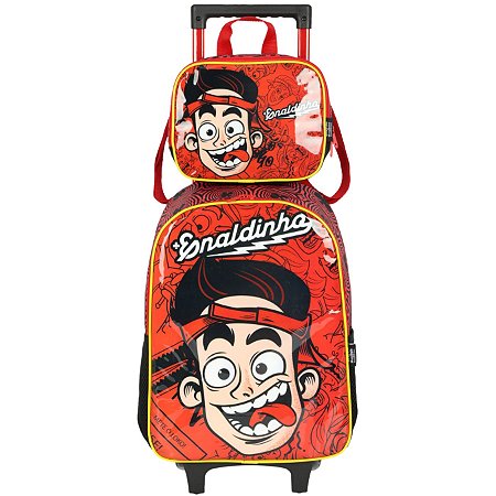 KIT MOCHILA COM RODAS E LANCHEIRA ESCOLAR INFANTIL ENALDINHO