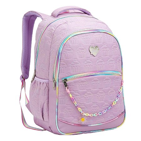 MOCHILA ESCOLAR MENINA BORDADO CUPCAKE