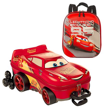 KIT MALA INFANTIL E MOCHILA CARROS RELAMPAGO  MCQUEEN