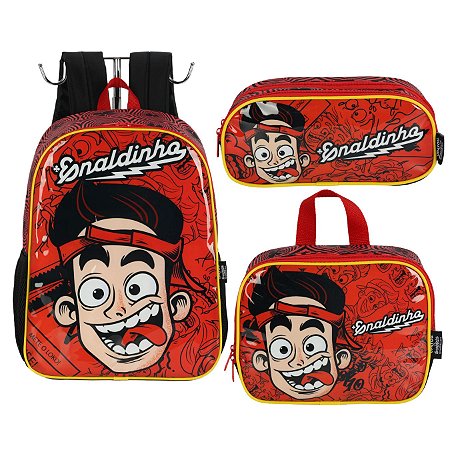 KIT MOCHILA DE COSTA  ESTOJO E LANCHEIRA ENALDINHO