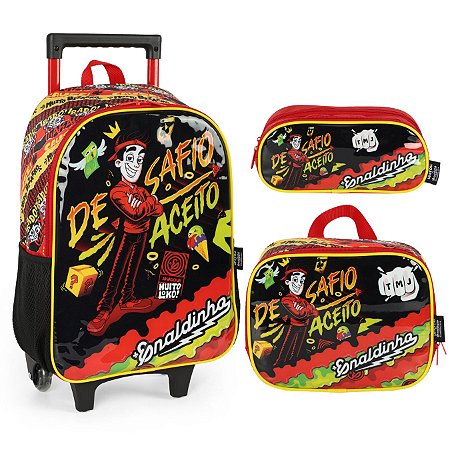 KIT MOCHILA COM RODAS E LANCHEIRA ESTOJO INFANTIL ENALDINHO 2024