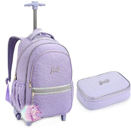 KIT MOCHILA DE RODINHA E ESTOJO MATELASSE JUST