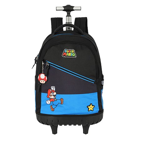 MOCHILA DE RODINHAS ESCOLAR GRANDE SUPER MARIO
