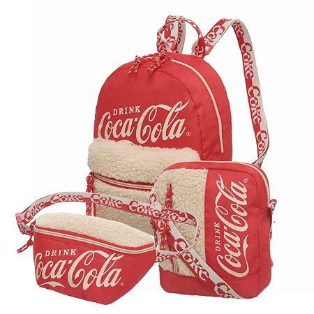 KIT MINI MOCHIILA BOLSA TIRACOLO E POCHETE COCA COLA COZY E BLUR