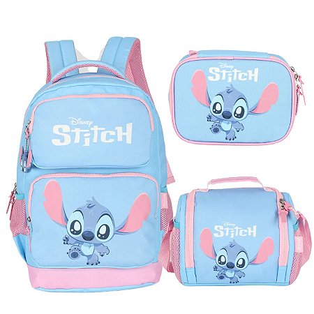 KIT MOCHILA ESCOLAR ESTOJO E LANCHEIRA LILO E STITCH