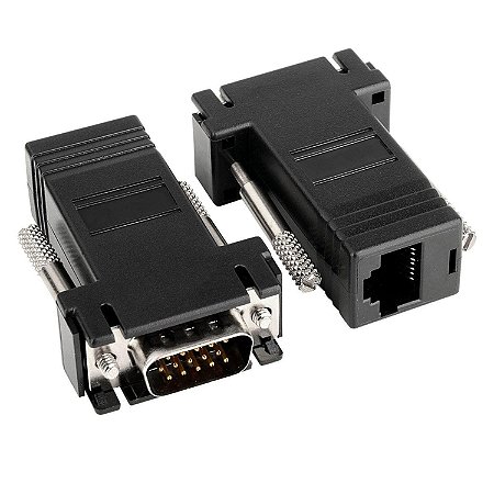 Par De Adaptador Extensor Vga Macho Via Cabo Rede Rj45