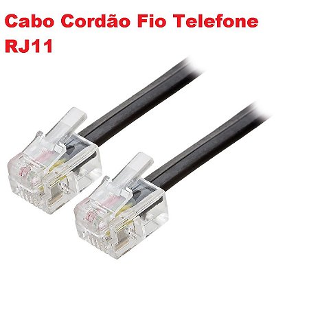 Cabo Cordão Fio Telefone Rj11 Com 3 Metros E 4 Vias Pronto Uso Com Conectores