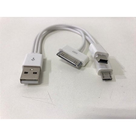 Cabo USB 2.0 Triplo Carga Dados para MOTOROLA = V3 Mini USB 5 Pinos / V8 / 30 PINOS = Multi Função