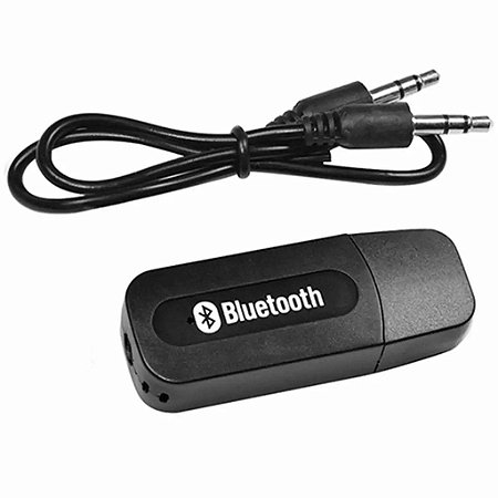 Kit = 1x Adaptador Áudio Receptor Bluetooth P2 Usb Som Veicular + 1x Cabo P2 macho x P2 macho 3.5mm