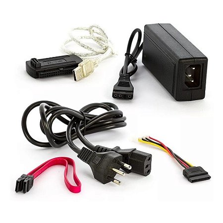 CABO USB 2.0 HD CONVERSOR IDE SATA COM FONTE 3 EM 1