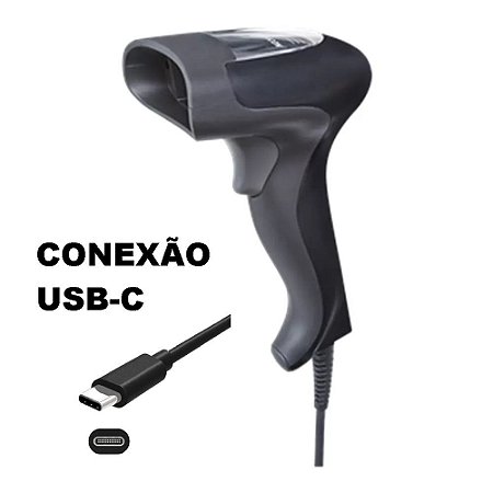 Scanner Código Barras 1D com Conector USB-C para Celular Smartphone Tablet Android