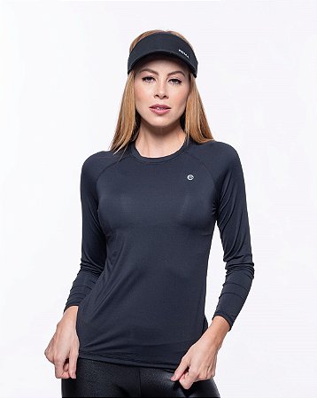 Camiseta Manga Longa Feminino ROMA UV Preto